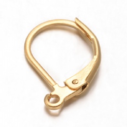 Steel Leverback Plain With Open Ring Attached in 18K gold vacuum plated  16x10mm
