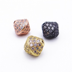 Metal beads 10mm Brass core with pave crystal zircon