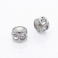 Stainless steel spacer bead rondelle with rhinestone