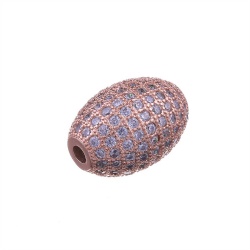 Brass Beads plated micro pave cubic zirconia 12x17mm, hole 2.4mm in rose gold plated