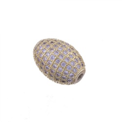 Brass Beads plated micro pave cubic zirconia 12x17mm, hole 2.4mm in gold plated