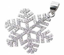 925 Sterling Silver Snow pendant with white CZ 25x20x2mm
