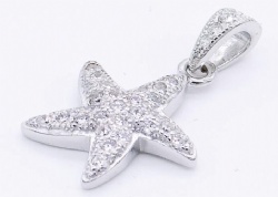 925 Sterling Silver Sea-star pendant with white CZ 16x13x3mm