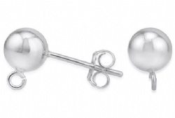Sterling Silver Ball Earring Post 5 mm
