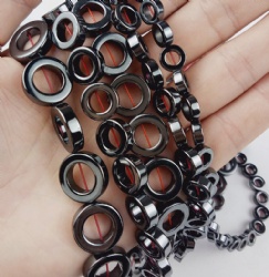 Donut 12MM Hematite  beads16 inch per string