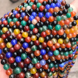 MIXED AGATE ROUND BEADS