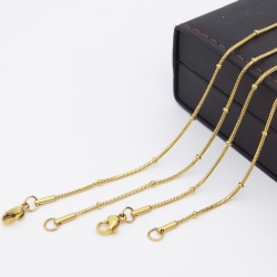 Stainless steel snake chian with ball, nacklace 18 inch in Gold vacuum plated