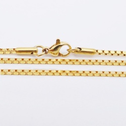 Stainless steel  box chain 1.2mm link, nacklace 18 inch in Gold Vacuum plated