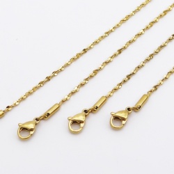 Stainless steel fashion necklace 1.5mm chain wire,20 inch in Gold Vacuum plated