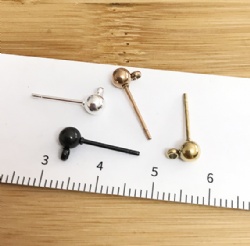 Stainless steel ball earring studs in vacuum plated gold silver black rose gold high quality
