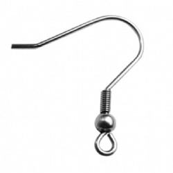 Stainless steel Fish hook Steel Earwire with ball and spring cord